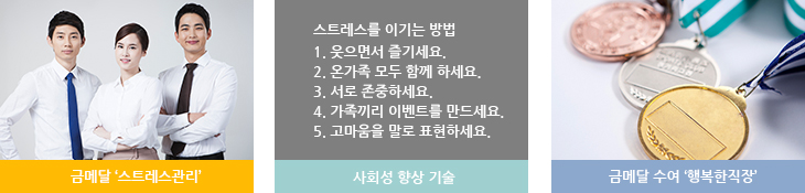 금메달 ‘스트레스관리’> 사회성 향상 기술 > 금메달 수여’행복한직장’